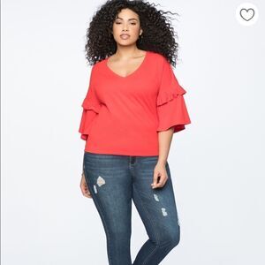 Eloquii Ruffle Sleeve Easy Tee Black sz 16/18